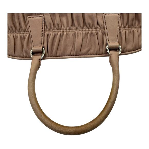 Prada Milano Nappa Gaufre Leather Tote Bag - Ruched Design Beige COA Included - Picture 5 of 12